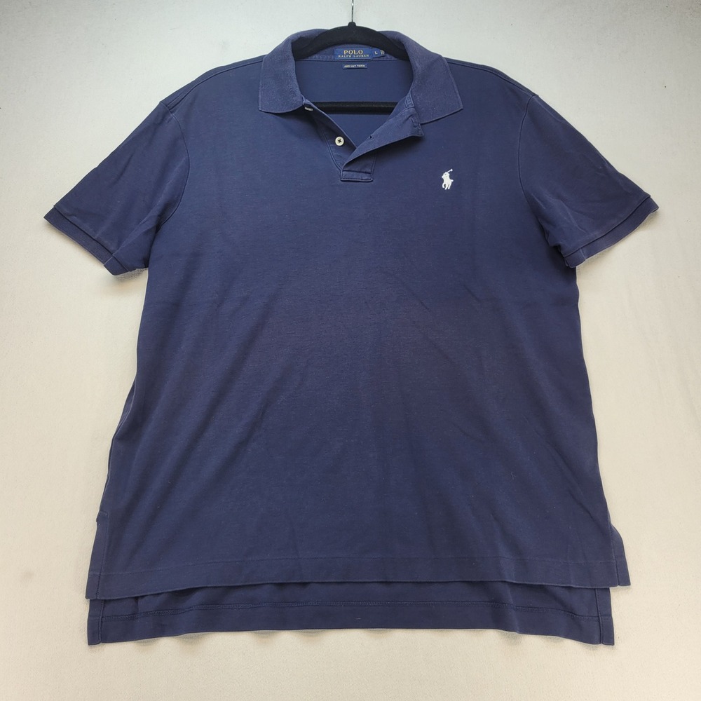 Polo Ralph Lauren Polo Shirt Mens L Navy Blue Pima Soft Touch Short Sleeve Pony